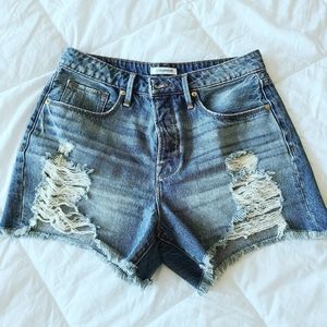NWT Good American Bombshell Distressed Jean Shorts